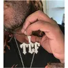 Aangepaste naam A-Z Letters hanger ketting gepersonaliseerde Charms Iced Out Prong Setting Trap Rapper mannen vrouwen geschenken met M 24 inch touw Drop Del