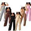 Kvinnor Pants Summer Outfits Solid Color Sleeveless Camisole Crop Tops och Casual Drawstring Wide Leg 230914