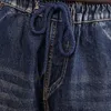Calças de brim femininas 2023 oversized 5xl bordado dos desenhos animados harem emendado tornozelo-comprimento calças mulheres vintage denim calças baggy coreano rua