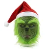 Maschera cosplay di Babbo Natale Grinch Maschere natalizie in lattice Guanti Prop Halloween X0803217F