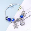 Женский браслет с синими снежинками, подходит для DIY S925, серебряная цепочка, бусины, оригинальные ювелирные изделия, аксессуары ручной работы, оптовая продажа