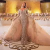 плюс размер арабский aso ebi gold роскошные кружевные свадебные платья из бисера русалка с длинными рукавами свадебные платья винтажные свадебные платья zj252177