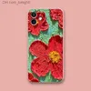 Cell Phone Cases Oil painting phone case suitable for 14mini fresh iPhone 8 15pro full protective case Q230915