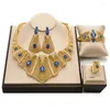 Necklace Earrings Set Fashion Bridal Jewelry Women Dubai Gold Plated Bracelet Ring High Quality Jewellery Accessories Wholesale