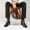 Zapatos Oxford de marca para hombre, botines Chelsea con punta de ala de cuero genuino de diseñador para hombre, botas cortas de vestir de negocios 1AA46