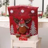Capa de cadeira de desenho animado, decorações de natal, papai noel, boneco de neve, rena, capa de cadeira de jantar, restaurantes, adereços de cozinha, enfeites de festa de natal