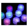 Decoração de festa Roselight LED Cubos de gelo - Adereços ativados por toque Colorf com forma de rosa com sensor de água e barra Simation Drop Delivery H Dhstu