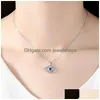 Anhänger Halsketten Hohe Qualität Blau Evil Eye Halskette Bling Zirkonia CZ Sier Box Ketten Für Frauen Mode Türkei Schmuck Geschenk Dr Dhxyj