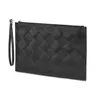 5A High-End Designer Leather Bag Fashion Luxury Brand Clutch Hand-Woven Large Grid File Bag Minimalist Style 2023 New Black 30cm