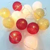 Dekorativa blommor färgglada lykta handgjorda bomullsbollar Fairy String Lights Home Decor Party Wedding Battery Operated Galands 20 Globes 3