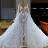 White Feathers Puffy EveningDresses for Wedding Arabic Robe De Soiree Couture Aibye Wedding Dress Kaftans Pageant Gowns Dubai185z