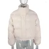 Kadınlar Down Bubble Coat ekmek PU Deri Stand-up yaka Kısa Moda Ceket Kış ve Sonbahar Parkas Mujer