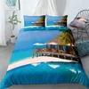 Moon Night 3d Bedding Set EU Single Double King US Twin Full Queen Palm Grove Däcke täcker mörkblå sängkläder fluffiga sängar