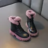 Buty Capsella Dziewczyny Zima ciepłe pluszowe buty kostki dla dzieci dla dzieci Modna Koronkowa praca Rozmiar 26-37