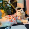 Vêtements pour chiens Été Fleurs cassées Robe Muppet Bleu et blanc Chat Bretelles Combinaison Princesse Vêtements pour animaux de compagnie Jupe rose