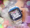 Mode Romeins getal vierkant quartz horloge heren klassieke populaire stijl werkdag datum klok tank serie rood blauw zwart roségoud stalen kast jurk cadeau polshorloge