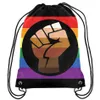 Resist Fist Rainbow Pride Rucksack mit Kordelzug, Pride Gay LGBT-Tasche, Sportgeschenk, individuell anpassbar, 35 x 45 cm, Polyester, Digitaldruck für Wome292G