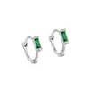 Boucles d'oreilles créoles en argent 925, aiguille en Zircon vert pour femmes, bijoux Huggies, cadeau Eh2087