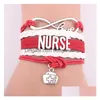 Bracelets de charme Nouvelle infirmière tressée en cuir corde kit médical sac amour wrap bracelet pour femmes fille infirmières jour bijoux cadeau drop livraison DHO9H