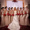 2019 Rose Gold Sequined Bridesmaid Dresses Mix and Match Styles Sheath Sweep Train Formal Wedding Guest Maid of Honor Dresses Cust268f