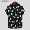 INCERUN Sommer 2019 Mode Hawaiian männer Druck Revers Hemd Casual Urlaub Avocado Streetwear Persönlichkeit Camisa Masculina 5275U