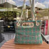 Tweed Totes Bags Designer Handbag Shoulder Chain Bag Clutch Flap Wallet Check Velour Thread Purse Double Letters Solid Hasp Waist Square Stripes Women Luxury