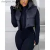 Damskie puch Parkas Kurtki jesienne kobiety zwykłe zamykanie na pikowana gilet puffer płaszcz 2023 femme swobodna kurtka bez rękawów dama stojak stojak stojak na ubrania L230915