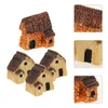 Dekoracje ogrodowe 4PCS Miniaturowe kamienne domy świąteczne wsi akcesoria