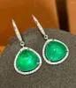 Dangle Earrings LR Fine Jewelry 18K Gold Green Emerald 7.9ct 보석 다이아몬드 여성을위한 여성 드롭