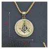 Pendant Necklaces Unique Design Mason Signet Past Master Masonic Pendants Round Coin Ag Emblem Necklace Jewelry Mens Stainless Steel D Dh1Jf