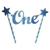 파티 용품 종이 아기 홈 베이킹 장식 10cm 비 독성 1st Happy Birthday One Letter Cute Glitter Star Cake Topper