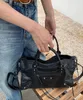 Klinknagel handtassen voor vrouwen zwart grote capaciteit y2k punk schoudertas pu lederen retro crossbody tassen