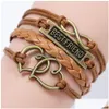 Bracelets de charme Meilleur ami Bff pour femmes hommes Vintage Love Heart Infinity tressé en cuir corde Wrap bracelet mode amitié bijoux Dh1Xp