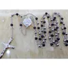 4mm Virgin Mary St Benedict Catholic Prayers Stainless Steel Women Religious Long Rosary Necklace Cross Pendant Jewelry Gifts Chai269S