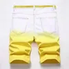 Jeans denim shorts homens branco rasgado verão designer branqueado retro tamanho grande calças curtas 28-42241e