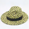 Faux Wool Leopard Fedora Hats for Women Men Party Festival Fashion Felt Jazz Hat Wide Brim Panama Goth Top Vintage Wedding Hat211r