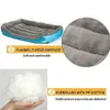 Estera para cama para perros, almohadilla para casa, casa para mascotas cálida de invierno, cama a rayas para perros con perrera para perros pequeños, medianos y grandes, nido acogedor de felpa C1004222C