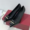 2023 Fashion Professional Women's Shoes Stiletto Heel High Heel Shallow Pointed Toe Show Thin Metal Square Buckle Heels 7