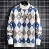Мужские свитера, стильные мужские свитера, согревающие зимой, повседневный вязаный свитер, мужской приталенный модный пуловер Argyle, брендовый кашемировый свитер Homme 230915