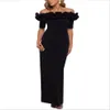 Black Spandex Luxury Evening Dress 2021 Women Elegant Bateau Long Party Female Sheath Prom Dresses332b