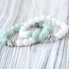 MG0753 8 mm A Grade Amazonite Bracelet Set Elephant Charm Pols Mala Bracelet 8 mm Witte Shell Beads Yoga Bracelet Set268i