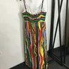 Elegant Retro Pattern Dresses Womens Fashion Designer Sexy V Neck Slip Dress Brand Print Tank Dress