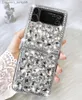 Mobiltelefonfodral Samsung ZFLIP3/5 Mobiltelefonfodral Rhinestone Folding Screen Galaxy Zflip4 Parfym Bottle Pumpkin Car Silicone Q230915