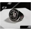 Solitaire Ring Knights Templar Crusader Emblem Masonic Cross Rings Jewel rostfritt stål guldröd emaljmän svärd sköld Efesier ar dhpvw