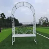 Creative Outdoor Garden Decoration Iron Arch Stand With Chairs White Flower Rack Climbing Trellis For Courtyard Balcony Layout