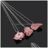 Pendant Necklaces New Arrival Natural Crystal Quartz Stone Geometric Druzy Healing Gemstone Bead Chain Choker For Women Fashion Drop D Dhxws