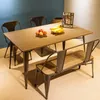 3-5 days Fast TREXM Antique Style Rectangular Dining Table with Metal Legs Distressed Black PP036324DAA313a