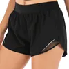 LU-2061 Mesh patchwork breathable sports shorts Women running anti-slip yoga shorts fake two fitness shorts