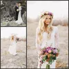 2021 Bohemian Lace Long Sleeves Wedding Dresses Sweetheart Simple Beach Boho Bridal Wedding Gowns Sheath Plus Size Custom Made2822