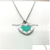 19Mm Necklace Womens Couple Stainless Steel Epoxy Heart Pendant Blue Pink Green Red Jewelry On The Neck Valentine Day Gift Accessories Drop